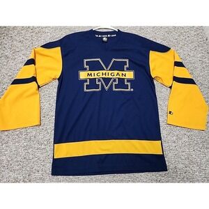 Vintage Michigan Wolverines Team Starter Hockey‎ Dark Blue Jersey Adult Medium